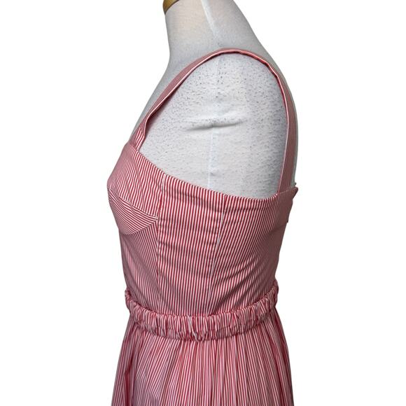 SILVIA TCHERASSI Dione Striped Midi-dress In Orange Embroidered Flower MEDIUM - Picture 7 of 12